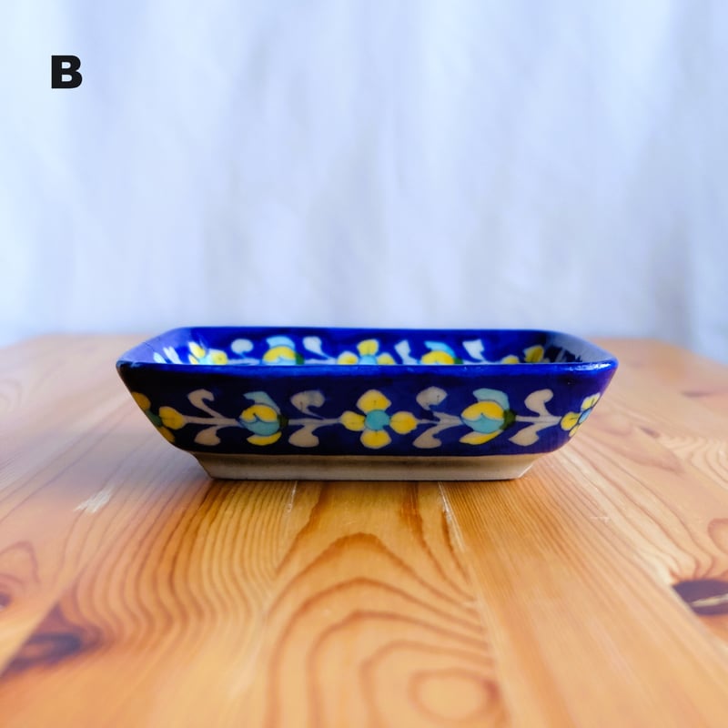 陶器飾り皿 インド ブルーポタリー 長方形 | インド雑貨のお店