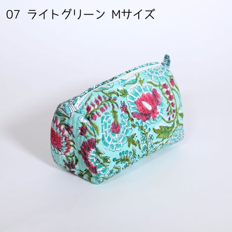 ポーチ インド綿 ブロックプリント Mサイズ 20種類