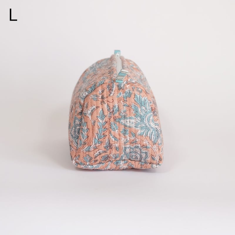 ポーチ インド綿 ブロックプリント オレンジリーフ | インド雑貨のお店