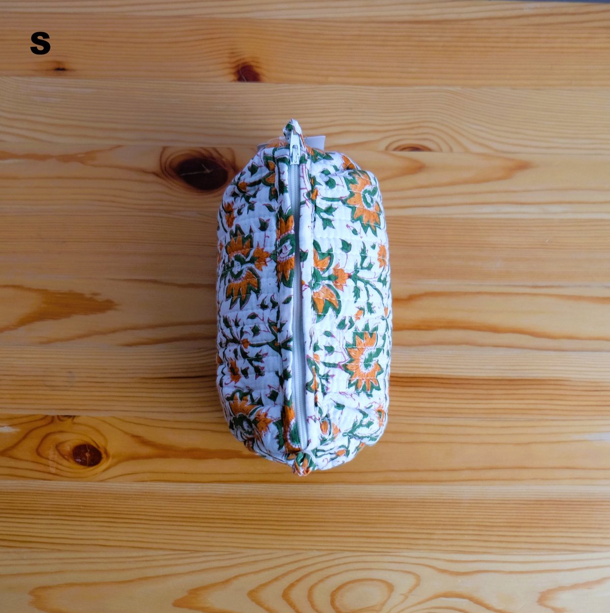 ポーチ インド綿 ブロックプリント オレンジプラント | インド雑貨のお