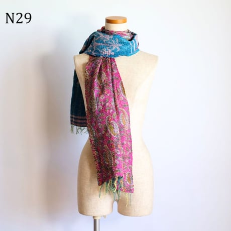 シルクカンタ　ストール　約50×200cm　インド刺し子布　N21～N30