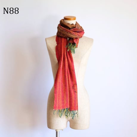 シルクカンタ　ストール　約50×200cm　インド刺し子布　N81～N90