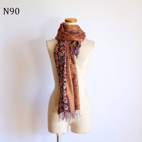 シルクカンタ　ストール　約50×200cm　インド刺し子布　N81～N90