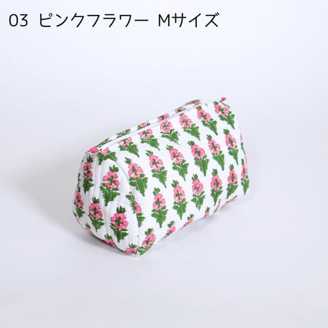 ポーチ インド綿 ブロックプリント Mサイズ 20種類