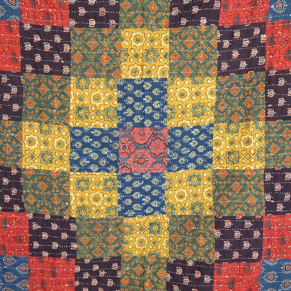 マルチクロス グドリ パッチワーク刺し子 約150×220cm インド綿