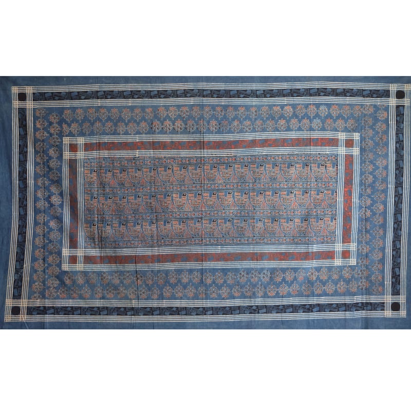 マルチクロス 約145×224cm インド綿 ブロックプリント アジュラック