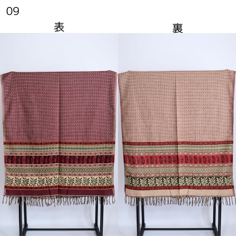 ヤクウール ショール ブランケット 約90×200cm 10種類 01-10 | インド