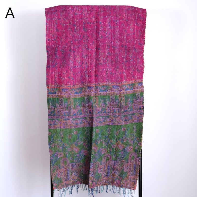 シルクカンタ ストール パッチワーク 約50×200cm インド刺し子布 A～F