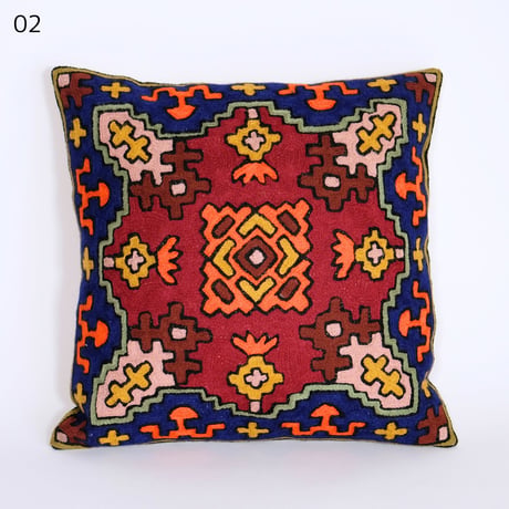 ウール刺繍　クッションカバー　正方形　約40x40cm　4種類