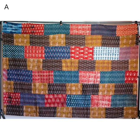 マルチクロス　グドリ　パッチワーク　刺し子刺繍　約152×230cm　インド綿　9種類