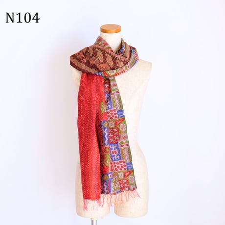 シルクカンタ　ストール　約50×200cm　インド刺し子布　N101～N109