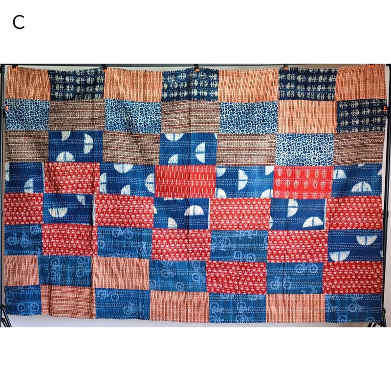 インド刺子　パッチワークのコート マルチクロス グドリ パッチワーク 刺し子刺繍 約152×230cm