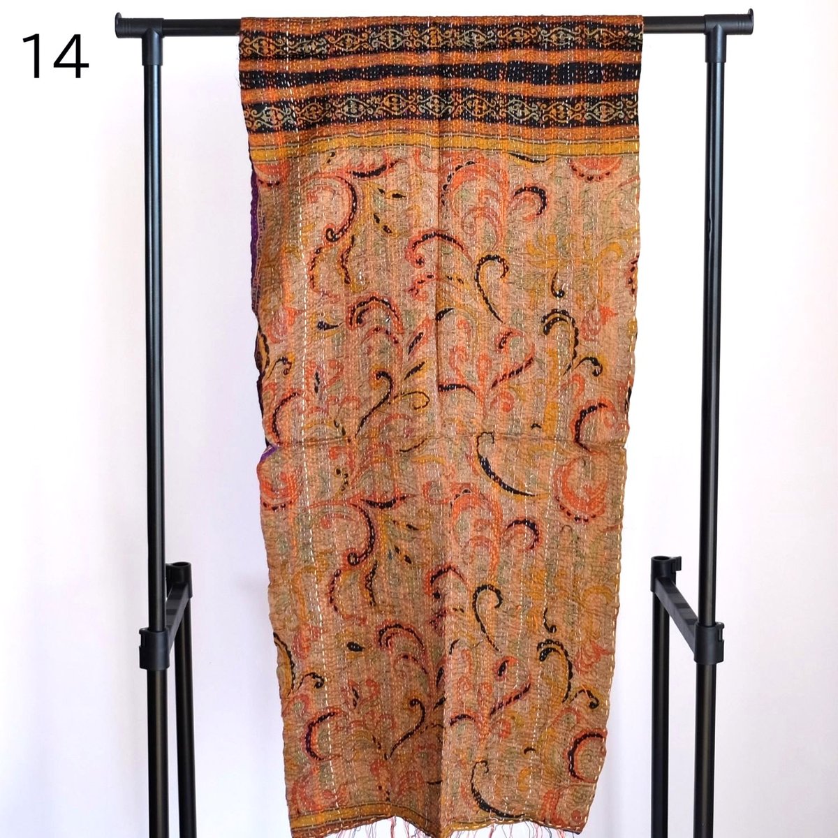 シルクカンタ ストール 約50×200cm インド刺し子布 13-17 | インド雑貨