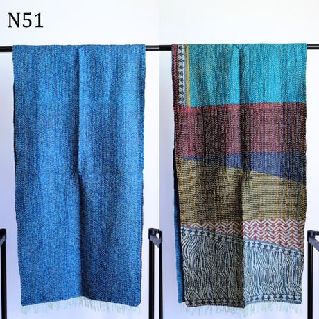 シルクカンタ　ストール　約50×200cm　インド刺し子布　N51～N60