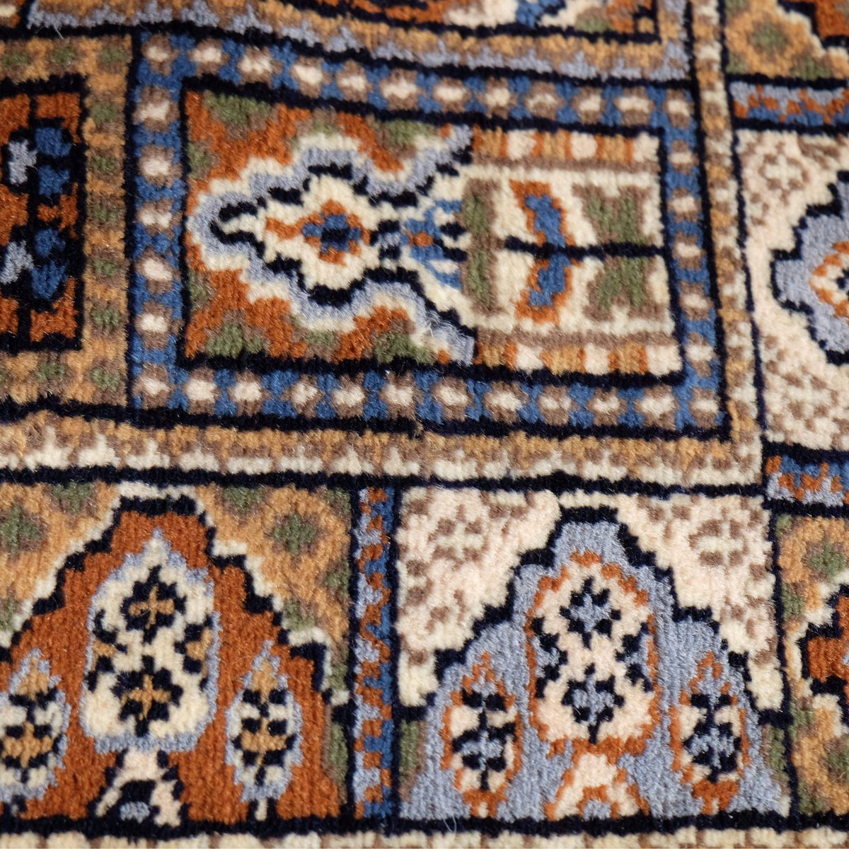 インド 手織り絨毯 ウール ＜約60 x 101 ㎝＞ ブラウン・ガーデン