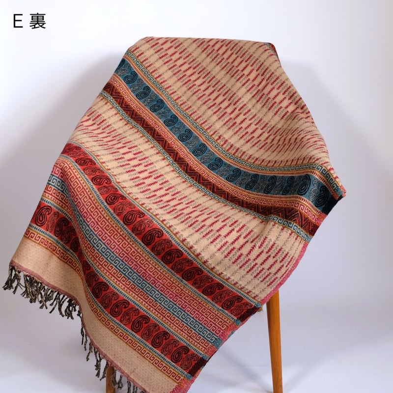 ヤクウール ショール ブランケット 約95×200cm インド カシミール 5