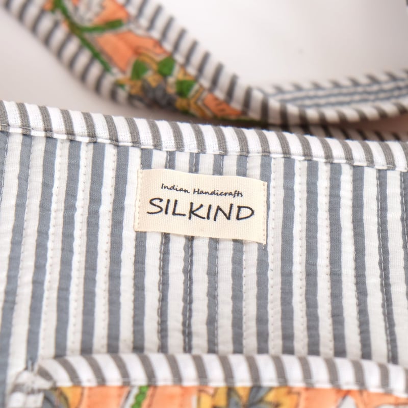 トートバッグ インド綿 ブロックプリント オレンジペイズリー | インド