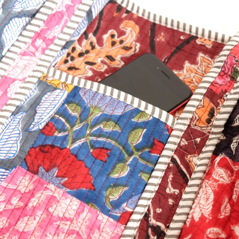 ダッフルバッグ インド綿 ブロックプリント パッチワーク | インド雑貨