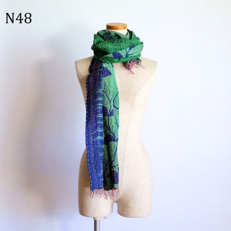 シルクカンタ　ストール　約50×200cm　インド刺し子布　N41～N50