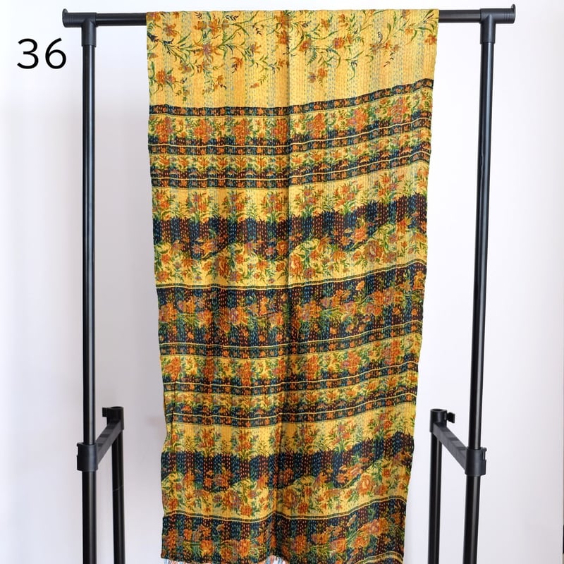 シルクカンタ ストール 約50×200cm インド刺し子布 33-37 | インド雑貨