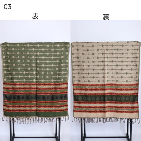 ヤクウール　ショール　ブランケット　約90×200cm　10種類　01-10