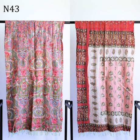 シルクカンタ　ストール　約50×200cm　インド刺し子布　N41～N50