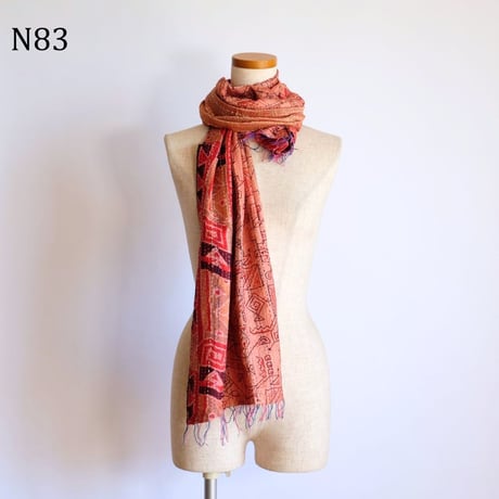 シルクカンタ　ストール　約50×200cm　インド刺し子布　N81～N90