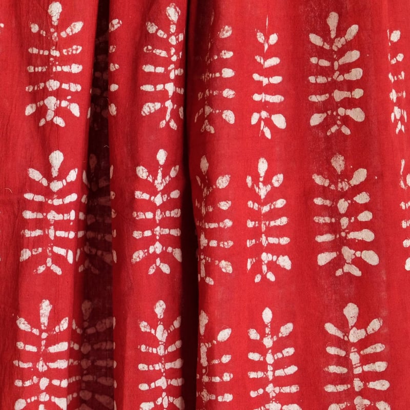 インド綿 ストール ブロックプリント 約54×195cm レッド 4種類