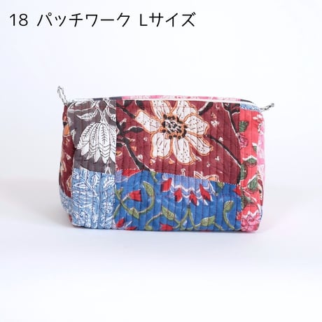 ポーチ インド綿 ブロックプリント Lサイズ 20種類