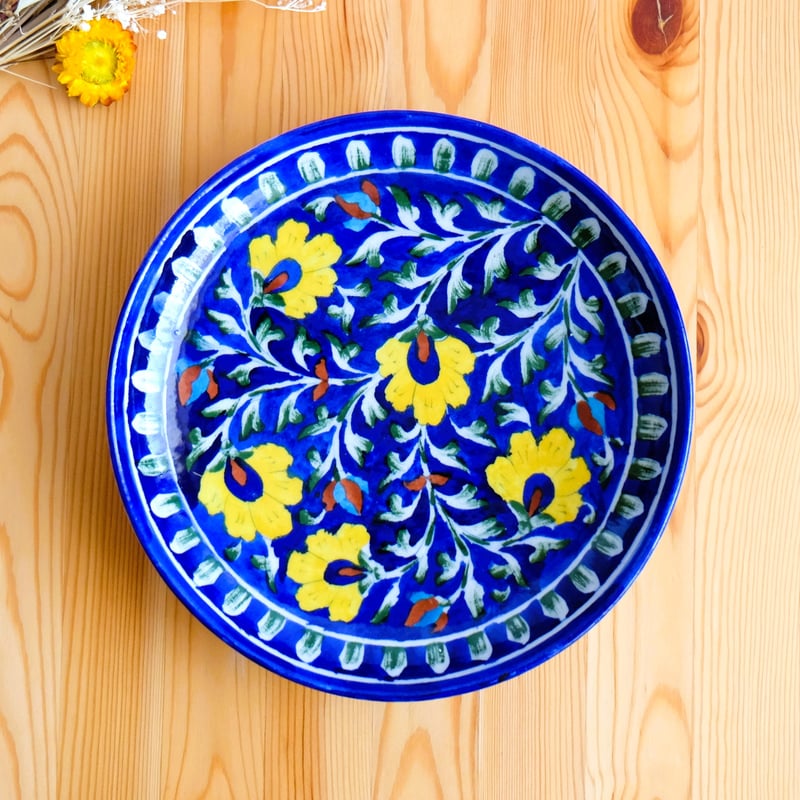 有田焼 大皿 飾皿 峯山作 陶器の皿 花柄 青色 2025年最新】Yahoo!
