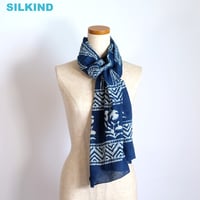インド綿　ストール　ブロックプリント　約54×195cm　インディゴ　7種類