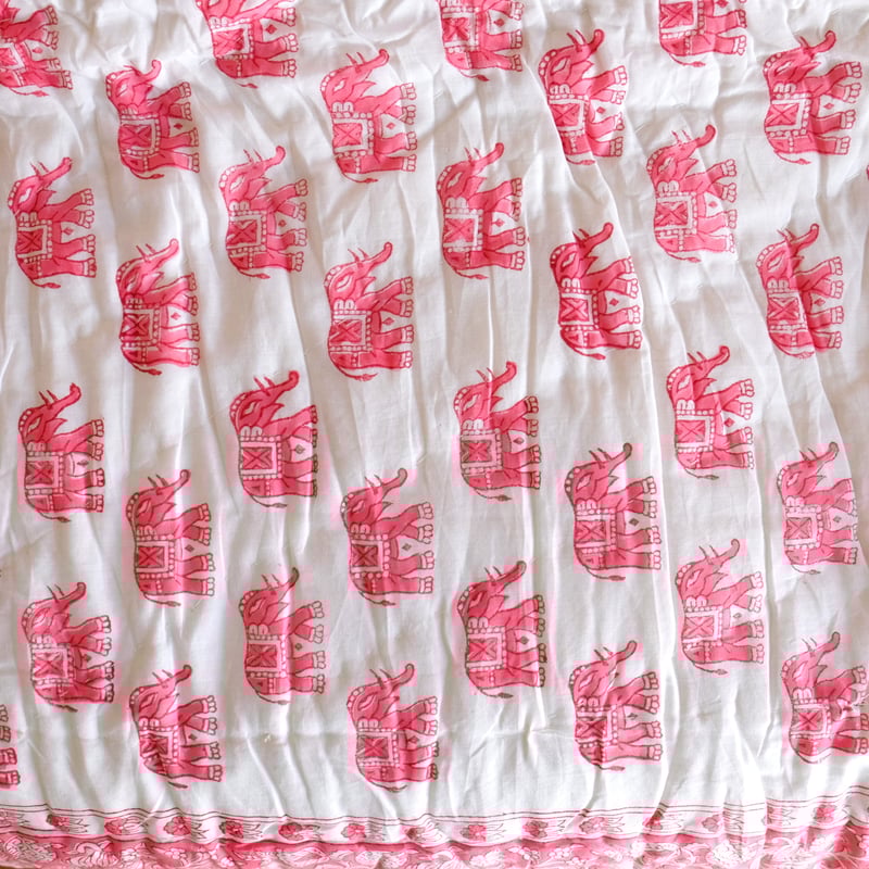 ベビーブランケット 約100×140㎝ インド綿 ブロックプリント | インド