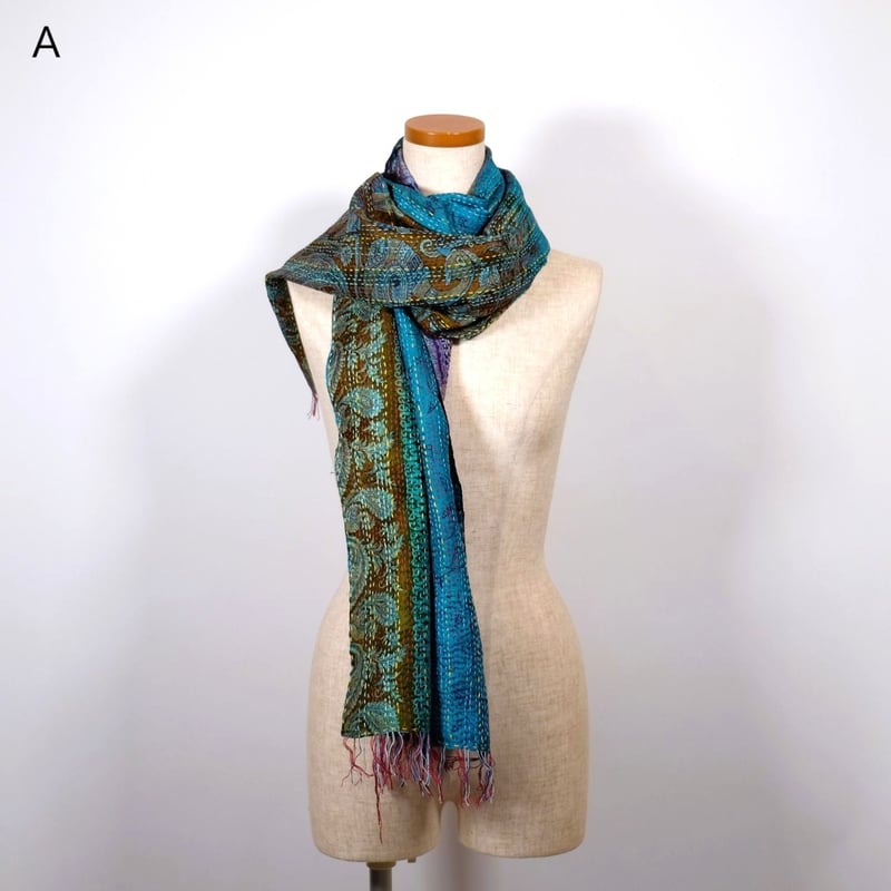 シルクカンタ ストール 約50×200cm インド刺し子布 9種類