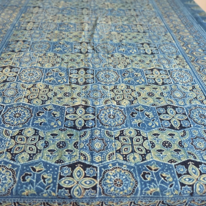 マルチクロス 約145×224cm インド綿 ブロックプリント アジュラック