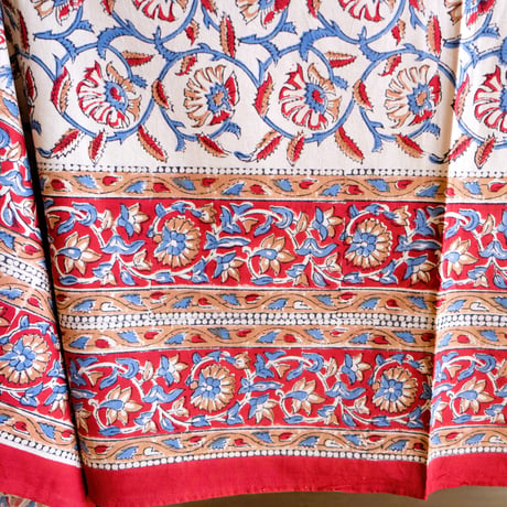 マルチクロス　約152×218㎝　インド綿　ブロックプリント　バグルー　唐草