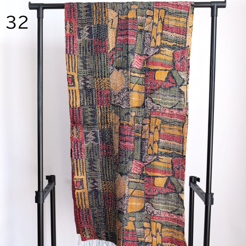 シルクカンタ ストール 約50×200cm インド刺し子布 28-32 | インド雑貨