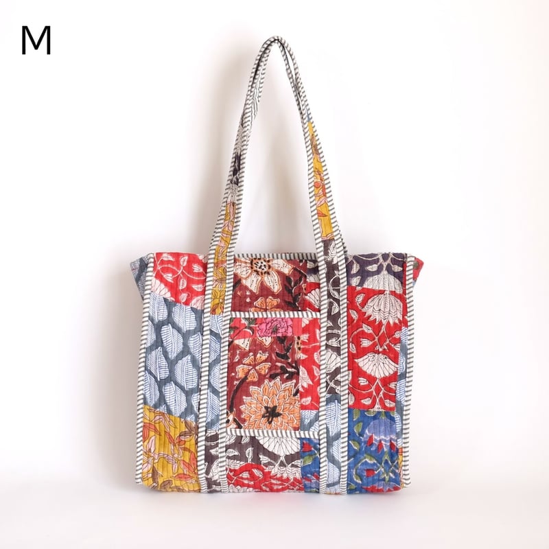 トートバッグ インド綿 ブロックプリント パッチワーク | インド雑貨の