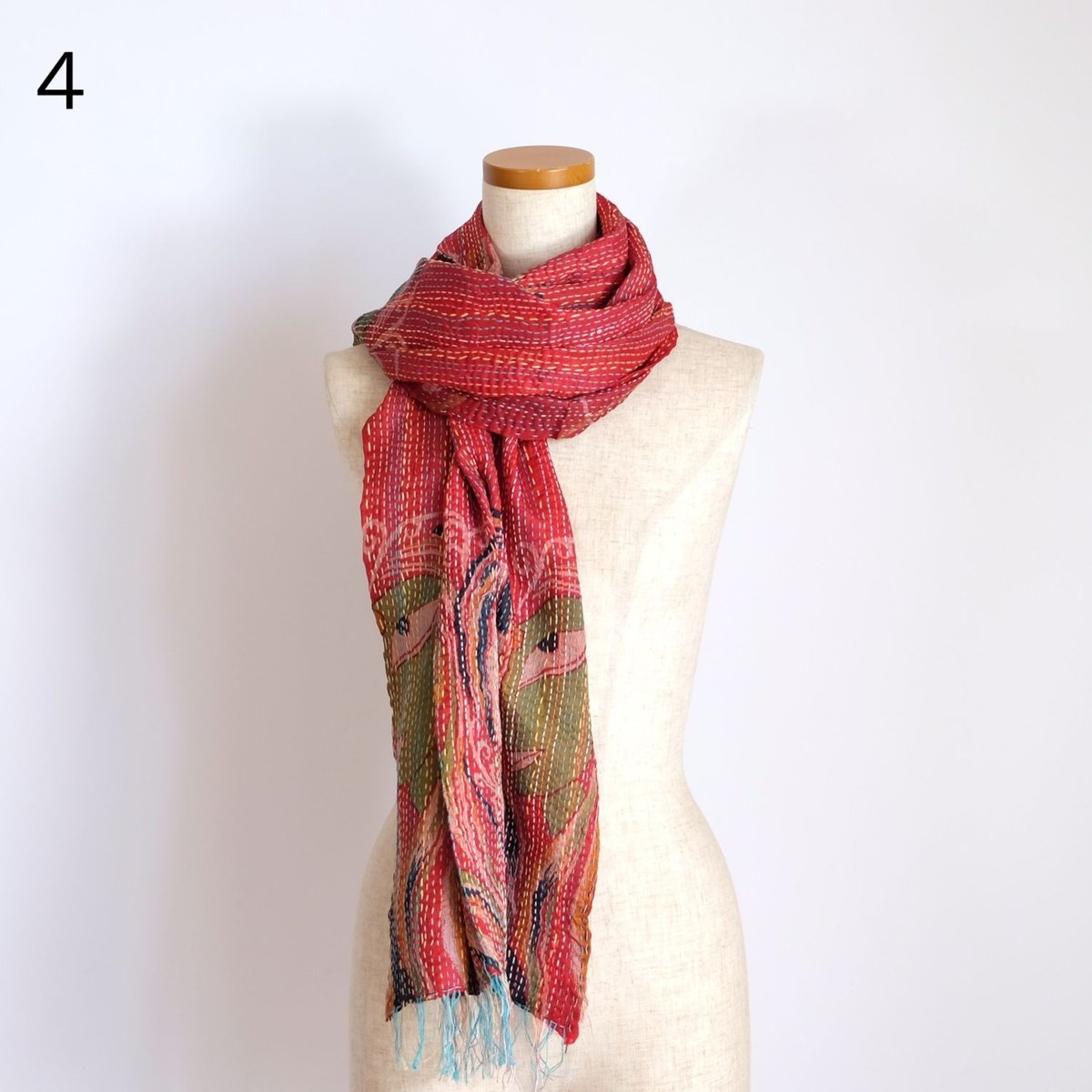 シルクカンタ ストール 約50×200cm インド刺し子布 1-6 | インド雑貨の