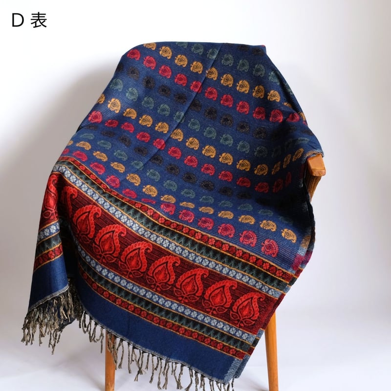 ヤクウール ショール ブランケット 約95×200cm インド カシミール 5