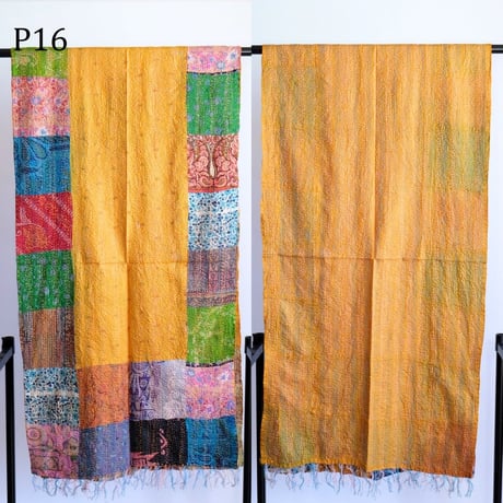 シルクカンタ　ストール　パッチワーク　約50×200cm　インド刺し子布　P11～P20