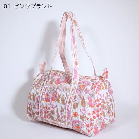 ダッフルバッグ インド綿 ブロックプリント Mサイズ 01～20