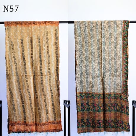 シルクカンタ　ストール　約50×200cm　インド刺し子布　N51～N60