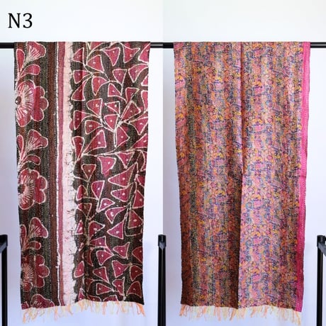 シルクカンタ　ストール　約50×200cm　インド刺し子布　N1～N10
