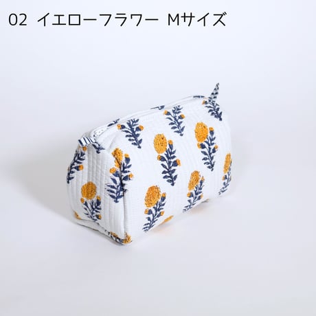 ポーチ インド綿 ブロックプリント Mサイズ 20種類
