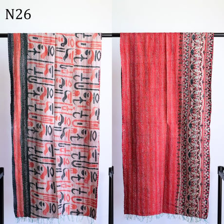 シルクカンタ　ストール　約50×200cm　インド刺し子布　N21～N30