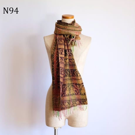 シルクカンタ　ストール　約50×200cm　インド刺し子布　N91～N100