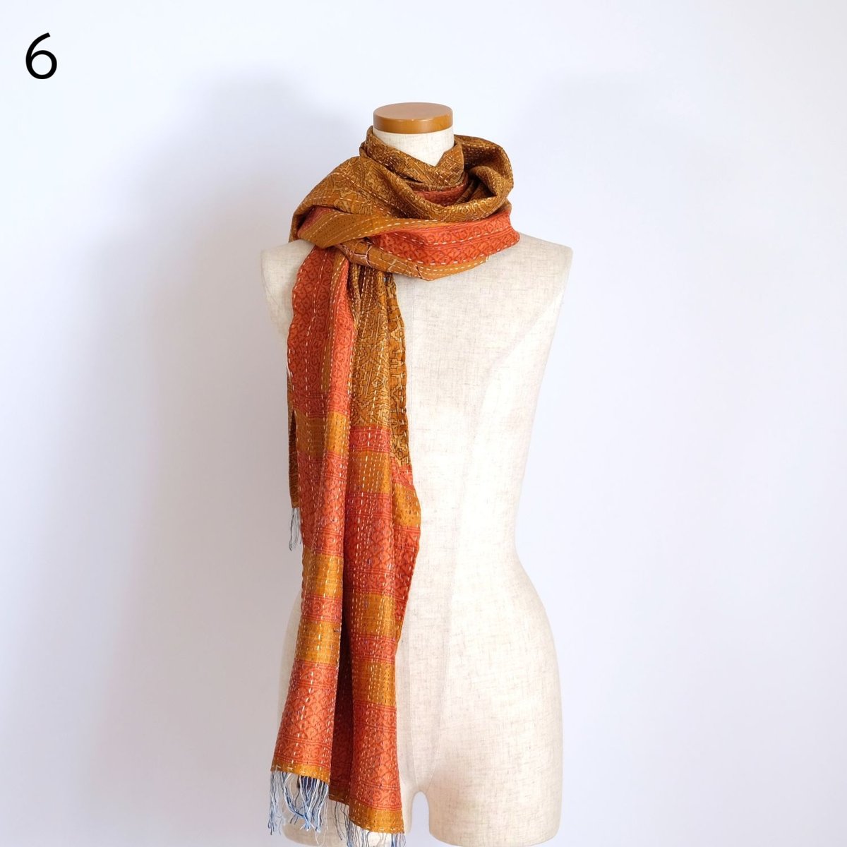 シルクカンタ ストール 約50×200cm インド刺し子布 1-6 | インド雑貨の