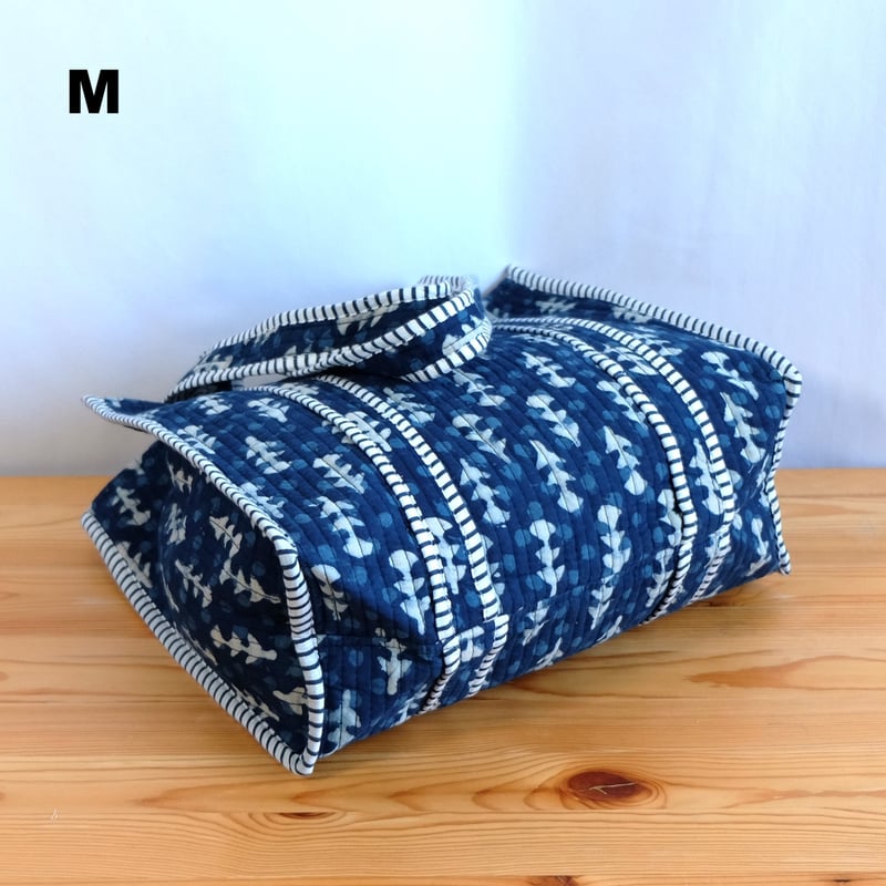 トートバッグ インド綿 ブロックプリント インディゴ | インド雑貨のお