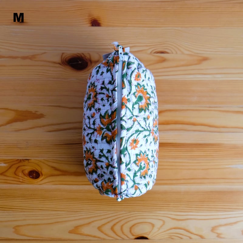 ポーチ インド綿 ブロックプリント オレンジプラント | インド雑貨のお