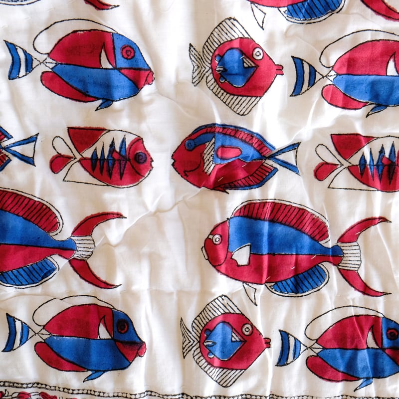 ベビーブランケット 約100×140㎝ インド綿 ブロックプリント | インド